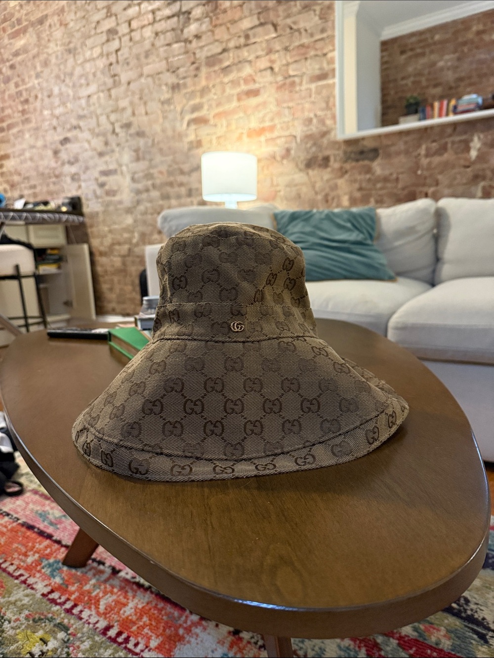 Gucci Brown GG Supreme Logo Bucket Hat - Picture 2 of 6